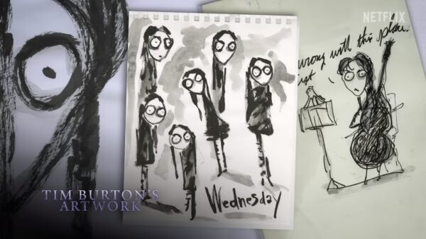 Tim Burton's sketches for Wednesday