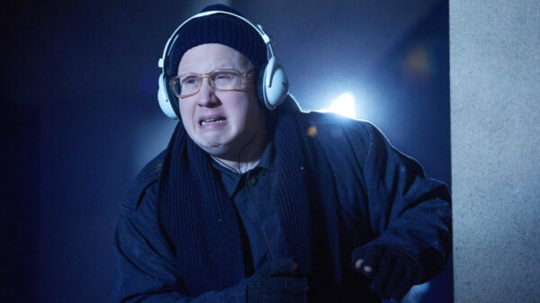 Doctor Who: Matt Lucas as Nardole wearing headphones