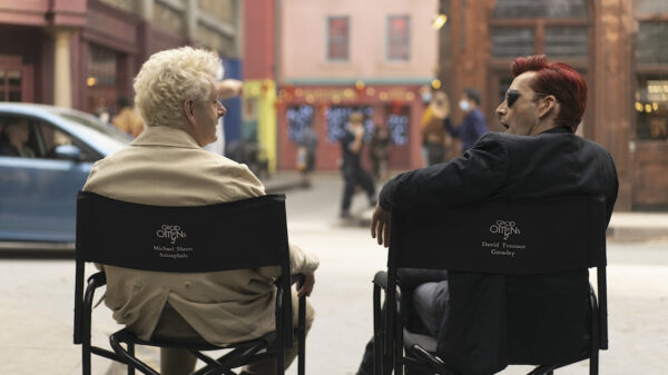 Tennant and Sheen filming Good Omens 2