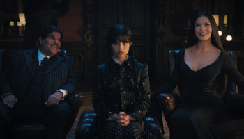 Wednesday Addams and her proud parents Gomez and Morticia