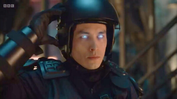 Doctor Who: the Star Beast - Colonel Chan (Jamie Cho) with glowing eyes