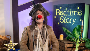 Sir Tony Robinson dressed as Baldrick to tell a CBeebies Bedtime story for Comic Relief 2023