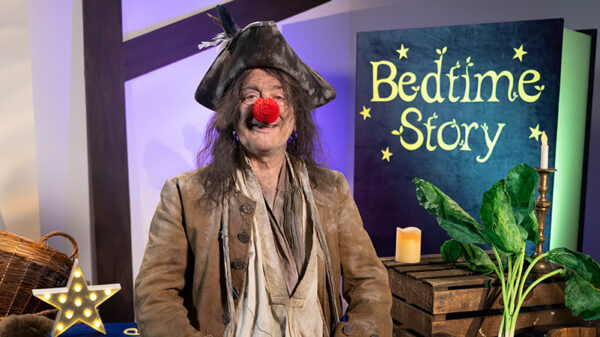 Sir Tony Robinson dressed as Baldrick to tell a CBeebies Bedtime story for Comic Relief 2023