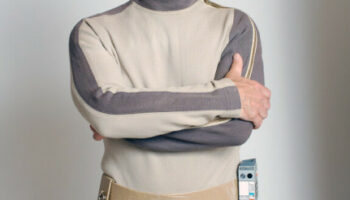 Mark Bonnar in costume as Space: 1999's John Koenig