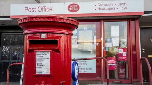 A post office and a red post box
