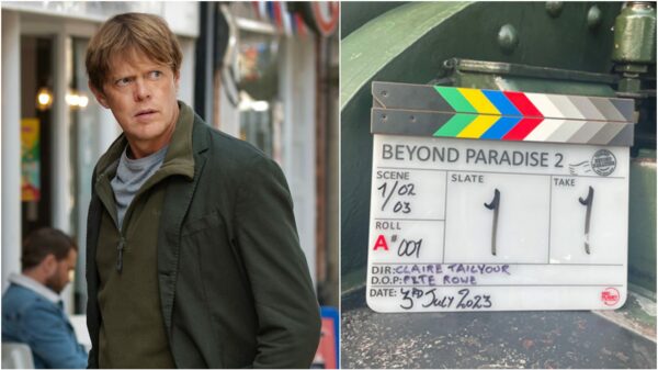 Beyond Paradise series 2 filming - Kris Marshall & a clapperboard