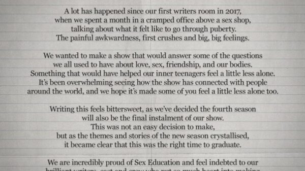 Sex Education S4 - Letter from creator Laurie Nunn to the fans