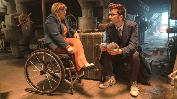 Shelly Ann Bingham (Ruth Madeley) and the Doctor (David Tennant) in Doctor Who (2023)