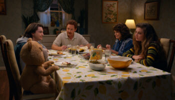 Ted: Max Burkholder as John, Scott Grimes as Matty, Alanna Ubach as Susan, Giorgia Whigham as Blaire and Ted.