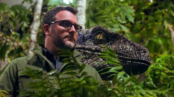 Colin Trevorrow and a Dinosaur friend