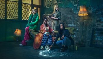 Domino Day cast - Jules (Molly Harris); Sammie (Babirye Bukilwa); Geri (Poppy Lee Friar); Kat (Alisha Bailey)