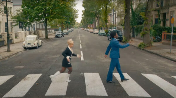 Ruby Sunday (Mille Gibson) and The Doctor (Ncuti Gatwa) on the famous Abbey Road crossing in Doctor Who - The Devil's Chord