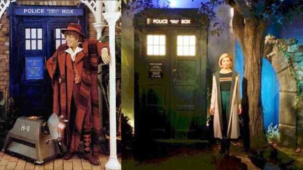 Fourth and Thirteenth Doctor waxworks at Madame Tussards