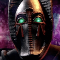 The Egyprian style mask of the Osiran villain Sutekh from Doctor Who: Pyramids of Mars