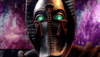 The Egyprian style mask of the Osiran villain Sutekh from Doctor Who: Pyramids of Mars