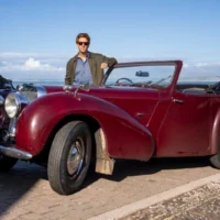 Damian Molony with the famous Bergerac 1947 Triumph Roadster