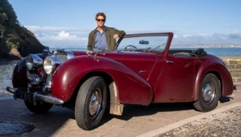 Damian Molony with the famous Bergerac 1947 Triumph Roadster