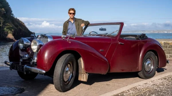 Damian Molony with the famous Bergerac 1947 Triumph Roadster