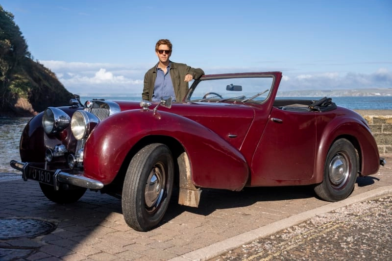 Damian Molony with the famous Bergerac 1947 Triumph Roadster