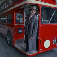 Bookish - Mark Gatiss as Gabriel Book, on the back of a London routemaster bus