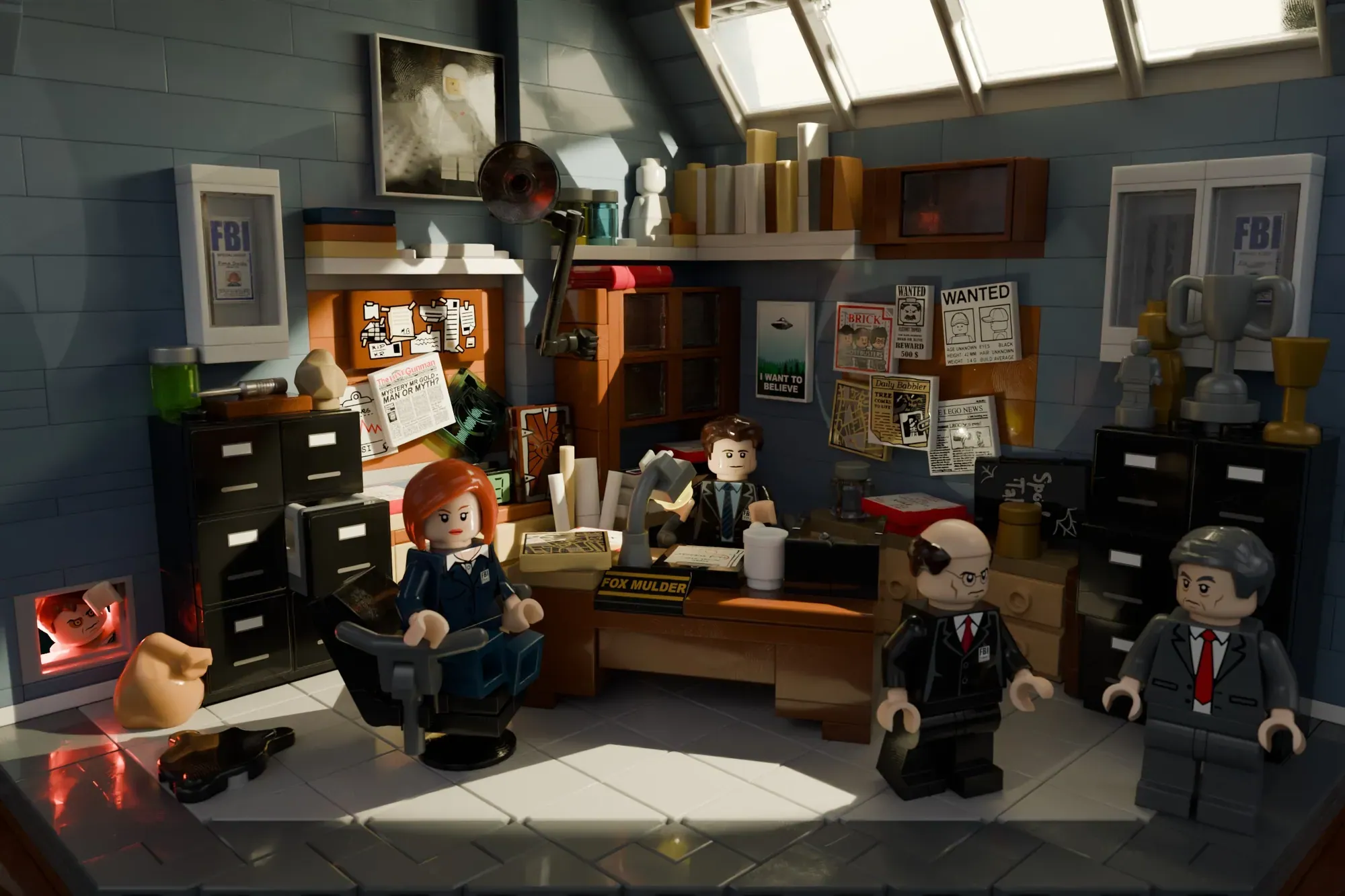 The X Flies Lego Mulder's office