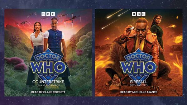  Doctor Who - Fifteenth Doctor and Belinda audiobooks: Counterstrike and Firefall cover art