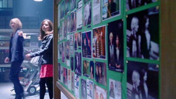 Doctor Who - Kate Stewart and Clara in UNIT's Black Archive from 'The Day of the Doctor'