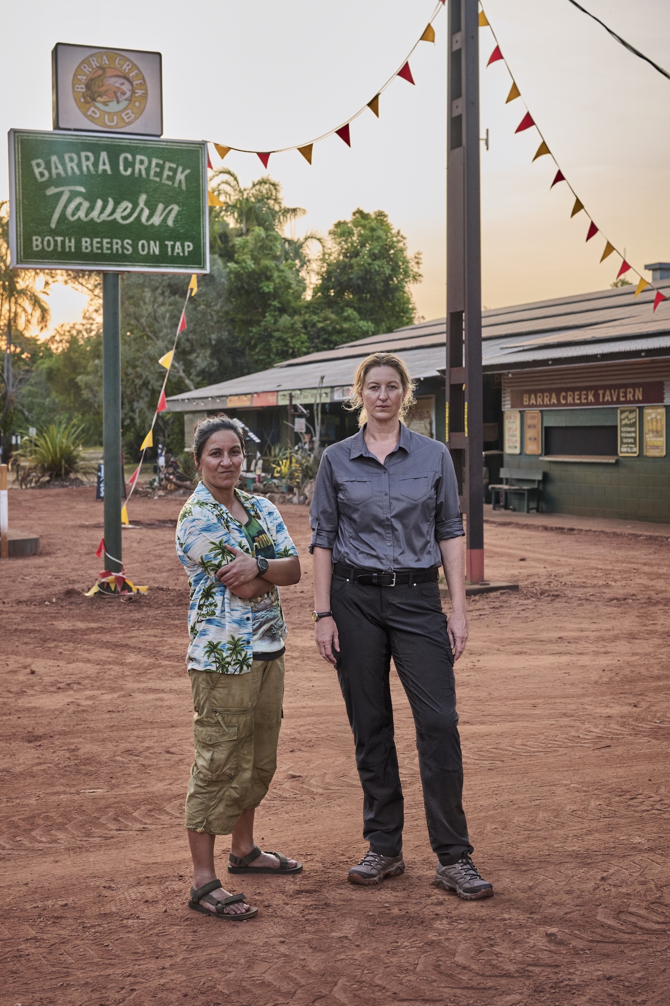 Deadloch season 2 (Madeleine Sami as Eddie Redcliffe & Kate Box as Dulcie Collins)