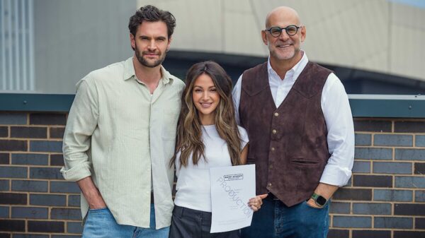 Tom Bateman, Michelle Keegan and Harlan Coben, the author of The Woods