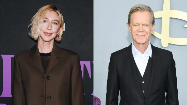 Heidi Gardner (left) and William H. Macy, who will star in The Swimming Lesson