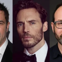 Sheldon Turner, Sam Claflin, and Robert Rovner, who will star in Barbaric