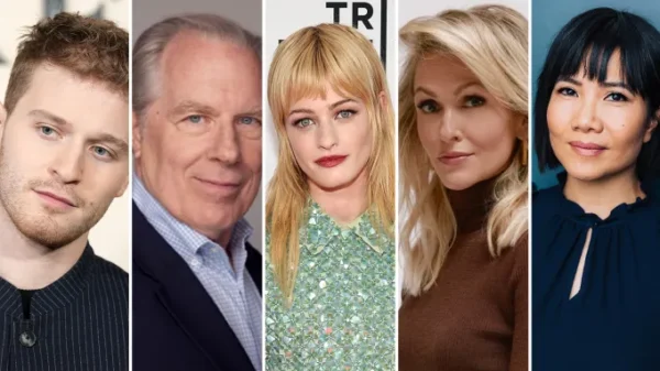 Fred Hechinger, Michael McKean, Esther McGregor, Jenn Lyon and Emy Coligado, who are all case in The Cackling Of The Dodos