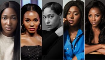 Composite image of Adelayo Adedayo, Deborah Ayorinde, Cush Jumbo, Susan Wokoma and Genevieve Nnaji, all starring in Wahala.