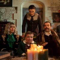 (L-R) Valeeta (Sian Clifford), Vernon (Gabriel Nagy), Val (Lenny Rush), Victor (Tom Davis) posing in character for The Reluctant Vampire