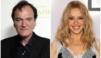 Quentin Tarantino and Kylie Minogue, who will both star in Tangled Up in Blue