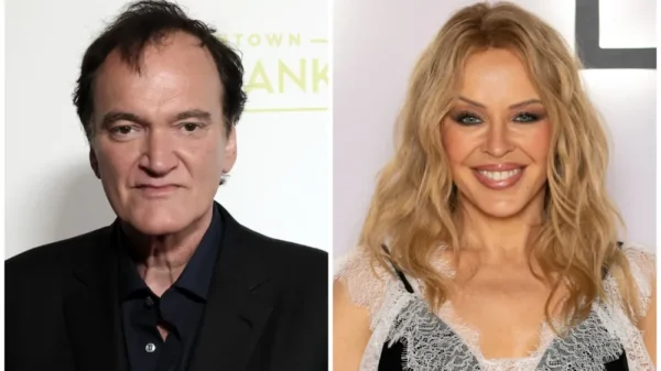 Quentin Tarantino and Kylie Minogue, who will both star in Tangled Up in Blue