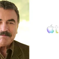 Tom Selleck and the Apple TV logo