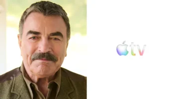 Tom Selleck and the Apple TV logo