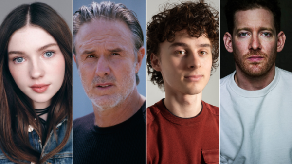 Alexa Swinton, David Arquette, Wyatt Oleff, and Sawyer Spielberg, who will star in Wreckless