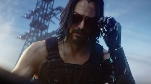 Keanu Reeves in Cyberpunk 2077 game.