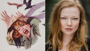 A still from The Birds and Sarah Snook